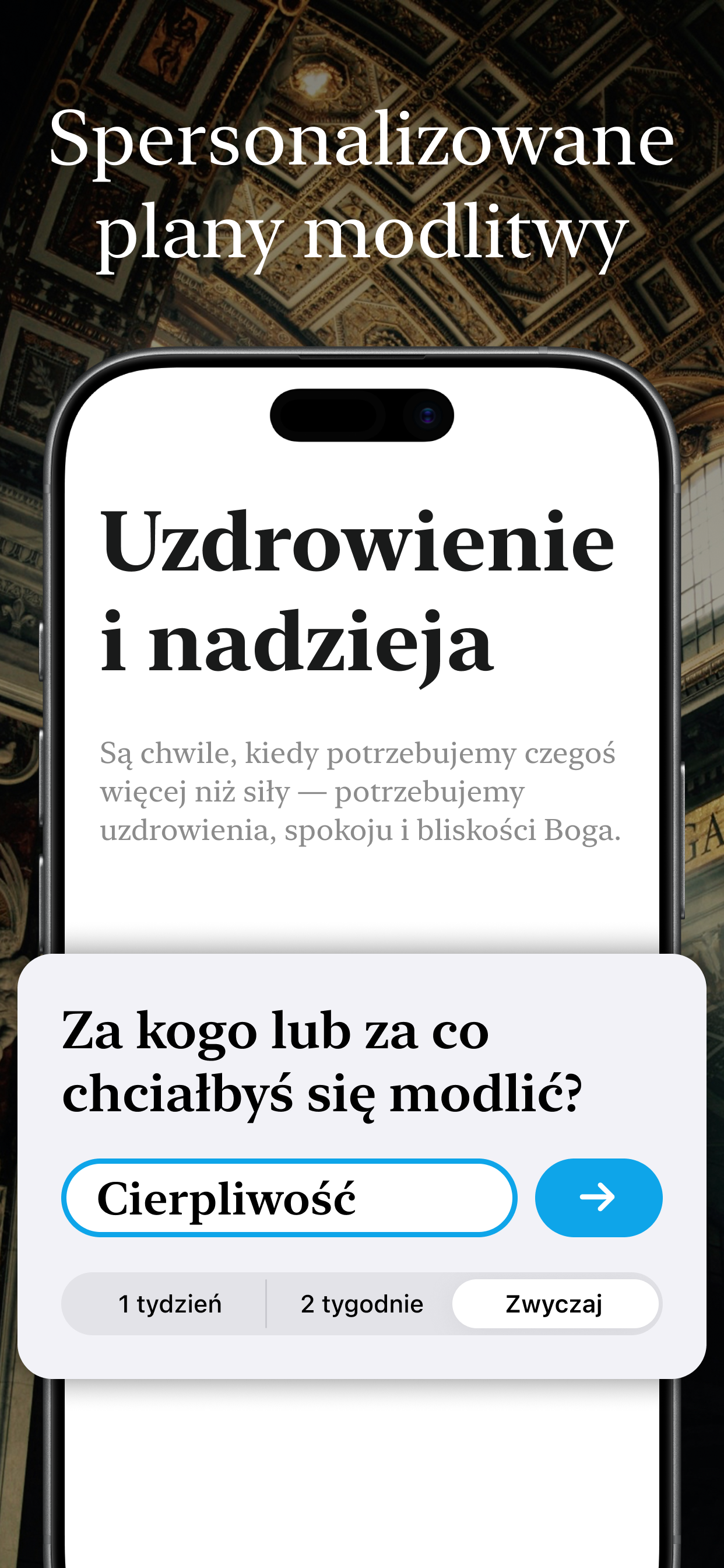 Podgląd katolickiej aplikacji Corvia - ekran główny modlitwy i lista nowenn
